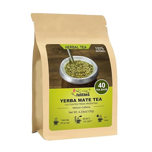 FullChea - Yerba Mate Tea Bag, 40 Teabags, 3g/bag - Unsmoked, Cultivated From Argentina - Rich In Antioxidants And Plant Nutrients