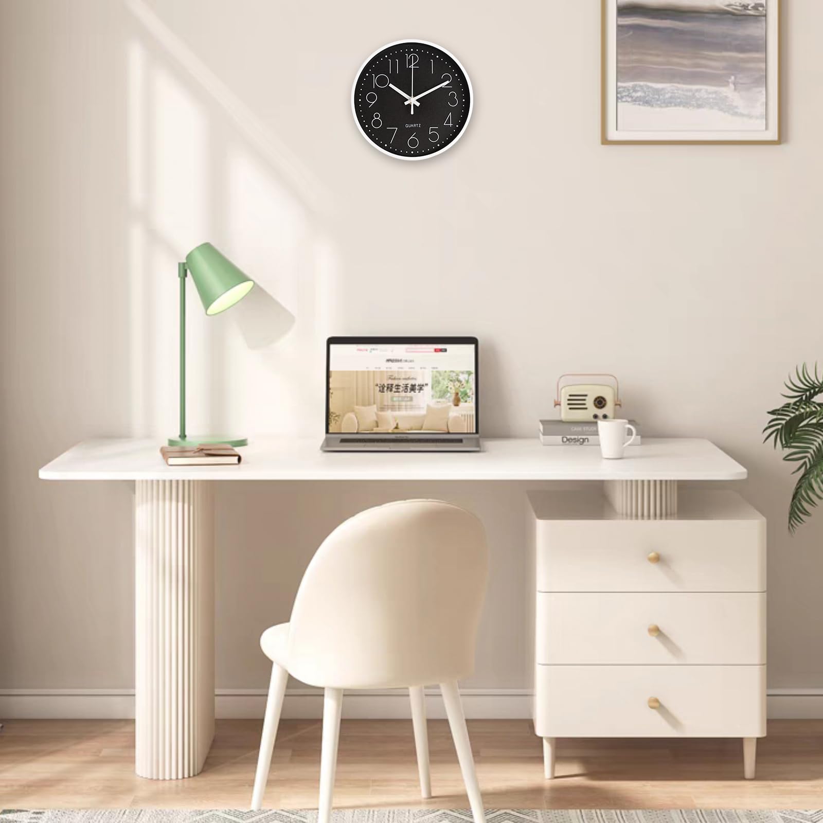 CIMOYBAI 20cm Horloge Murale Silencieuse Ronde, Moderne, Facile à Lire, Noir