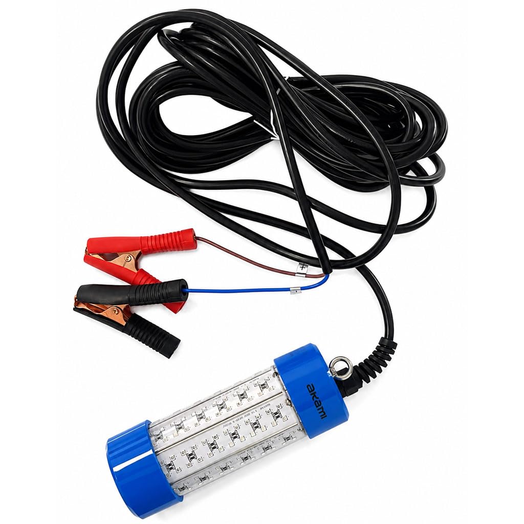 AKAMI LED UNDERWATER FISHING LIGHT Lampada a LED per Pesca Calamari e Seppie - Luce di profondità a Luce Verde o Bianca - Pesca Notturna dalla Barca FINO A 100mt