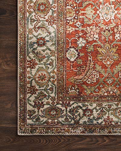 Loloi Layla Collection LAY-05 Ocean/Multi 2'-6" x 9'-6" .13" Thick Runner Rug, Soft, Durable, Vintage Inspired, Distressed, Low Pile, Non-Shedding, Easy Clean, Printed, Living Room Rug