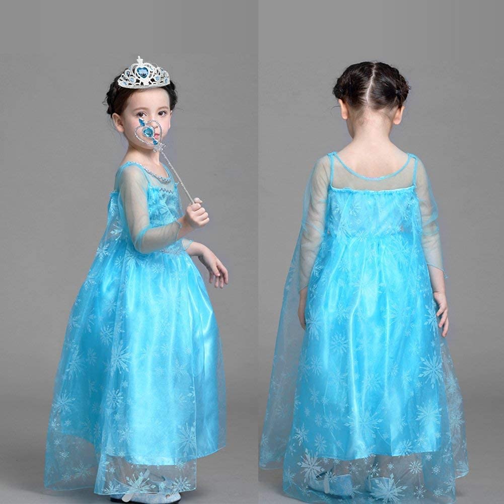 Vicloon Prinzessin Kostüme Zubehör Set of 7, Mädchen Dress up Zubehör mit ELSA Handschuhe, Pfirsichherz Krone, Zauberstab, Ring, Halskette, Ohrring für Geburtstage, Cosplay und Festivals