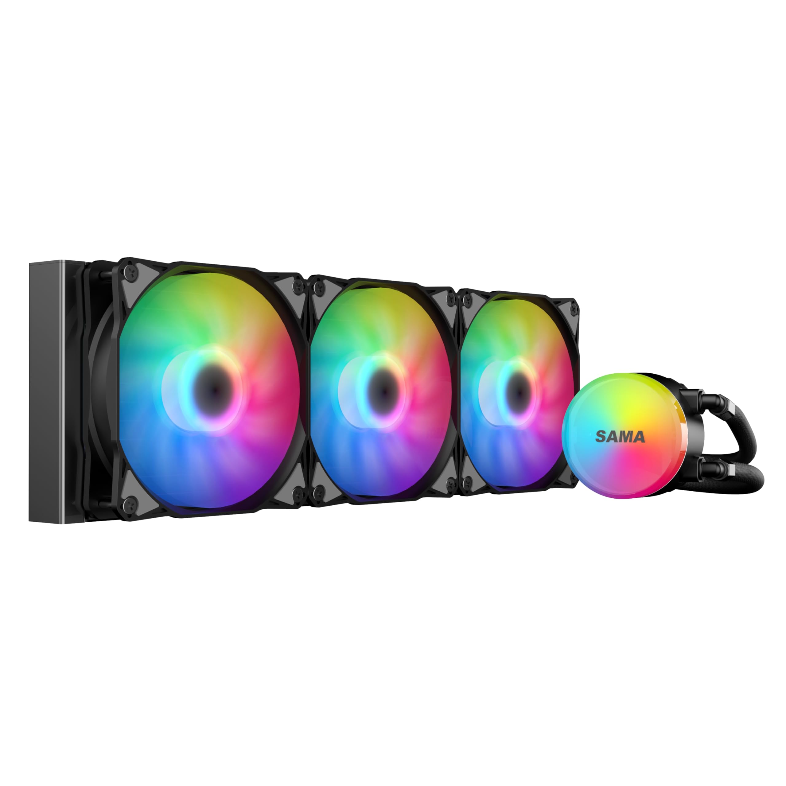 Buy SAMASI360 Black Liquid Cooler 360mm AIO Radiator with 3x120mm ...