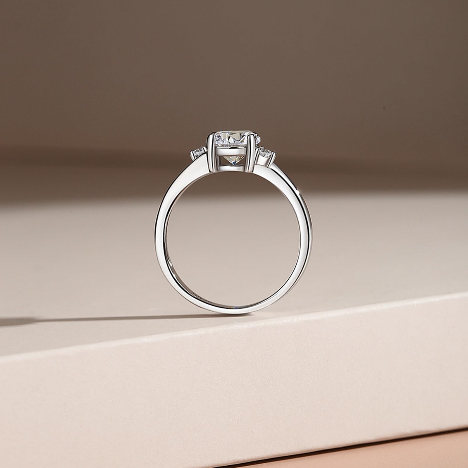 Moissanite Anillo para mujer de oro auténtico, anillo de compromiso, oro blanco, elegante anillo de boda con 1 ct Moissanite Bandringe Gold Ehebandring para mujeres