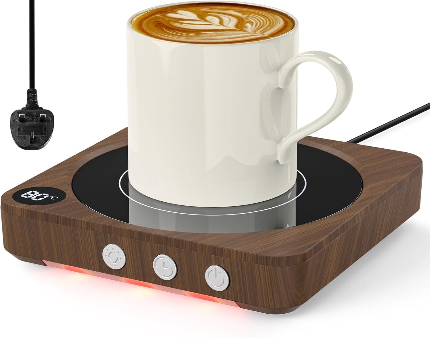 Coffee Cup Heater, CENXI Thermostatic Mug Warmer for Desk, 3 Heat Settings, 4H Auto Shut Off, Efficient Heats Up Quickly Coffee Cup Warmer for Home and Office (Brown)