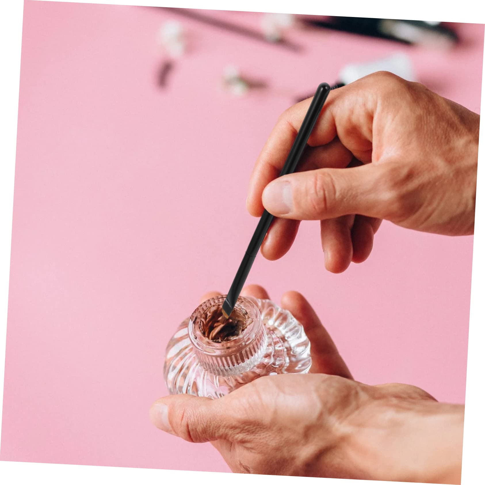 Housoutil 12pezzi Pennelli Per Trucco Con Manico Legno Pennelli Per Eyeliner Professionale e Cosmetici e Viso Facile Da Pulire e Adatto Per Uso Professionale e Quotidiano