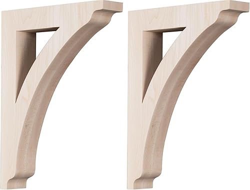Ekena Millwork BKTW01X07X10THRW Soportes de madera de Thorton mediano, 1 34 pulgadas de ancho x 7 12 pulgadas de profundidad x 10 12 pulgadas de
