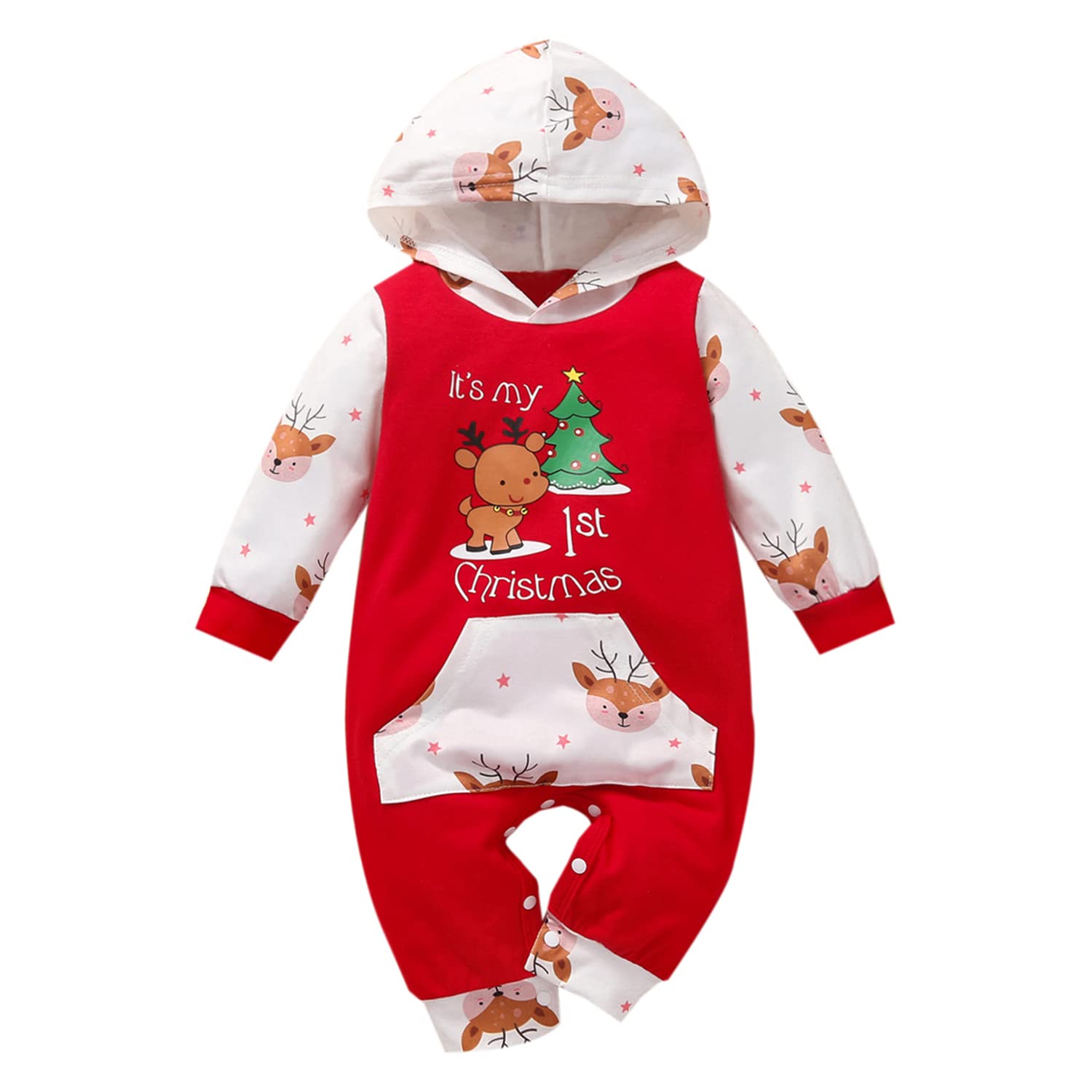 Geagodelia Baby Jungen Mädchen Strampler Overall Weihnachten Outfit Kleidung Weihnachtsoutfit Babykleidung Schlafstrampler Neugeborene Weiche Babyset My First Christmas