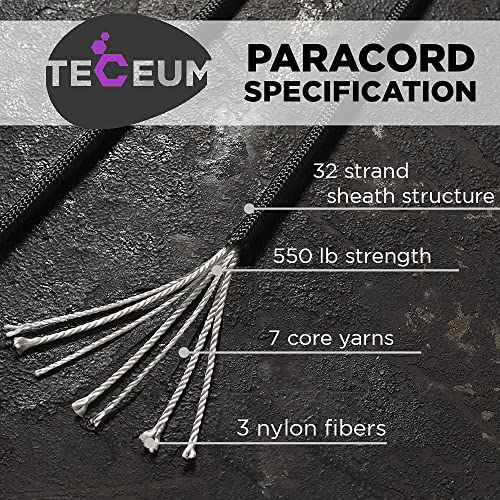 Image of TECEUM 5 /32 inch Paracord Rope 1000 - 1000ft / 200ft / 100ft / 50ft - Tactical Parachute Cord 4mm - 45+ Colors - Nylon String for Survival & Camping Gear - Stripe Cord for Survival - Utility Rope