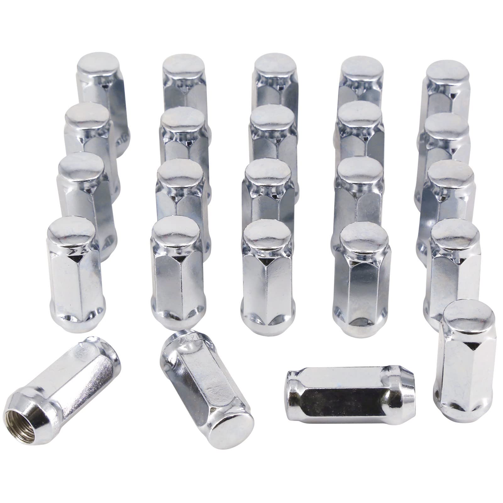 Photo 1 of M14x2 Chrome Lug Nuts 24pc, 14x2mm Wheel Lug Nuts Compatible with Ford F150 Expedition Lincoln Navigator Most 6 Lug 4 Lug Wheels M14x2 Chrome Lug Nuts Silver