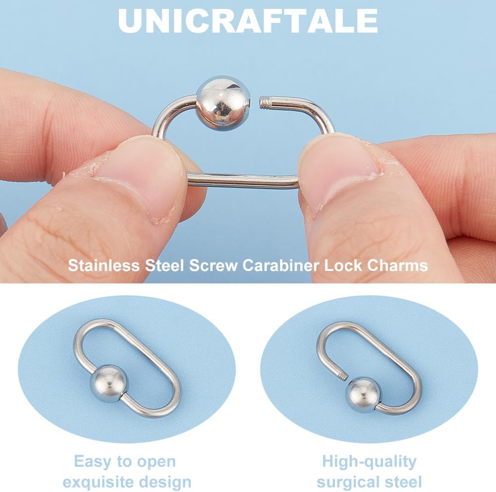 UNICRAFTALE 6Pcs Oval Stainless Steel Screw Carabiner Key Clasp Lock Metal Lock Clasps Necklace Link Hook for DIY Necklaces Bracelet Jewelry Making - Image 5