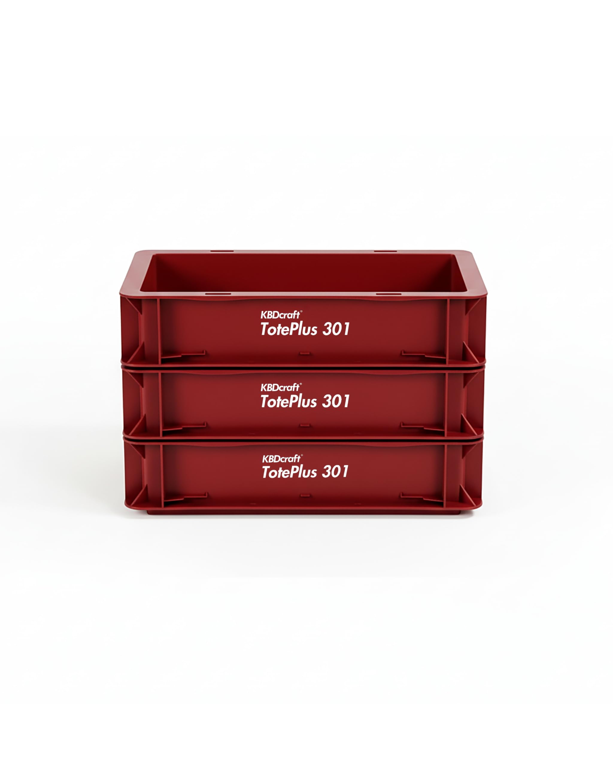 KBDcraft Stackable Storage Bin - Heavy-Duty Plastic Organizer Box and Tray with Straight Walls, small plastic bin totes for storage, 12"x8"x3", 0.5Gal (Red, 3 Pack)