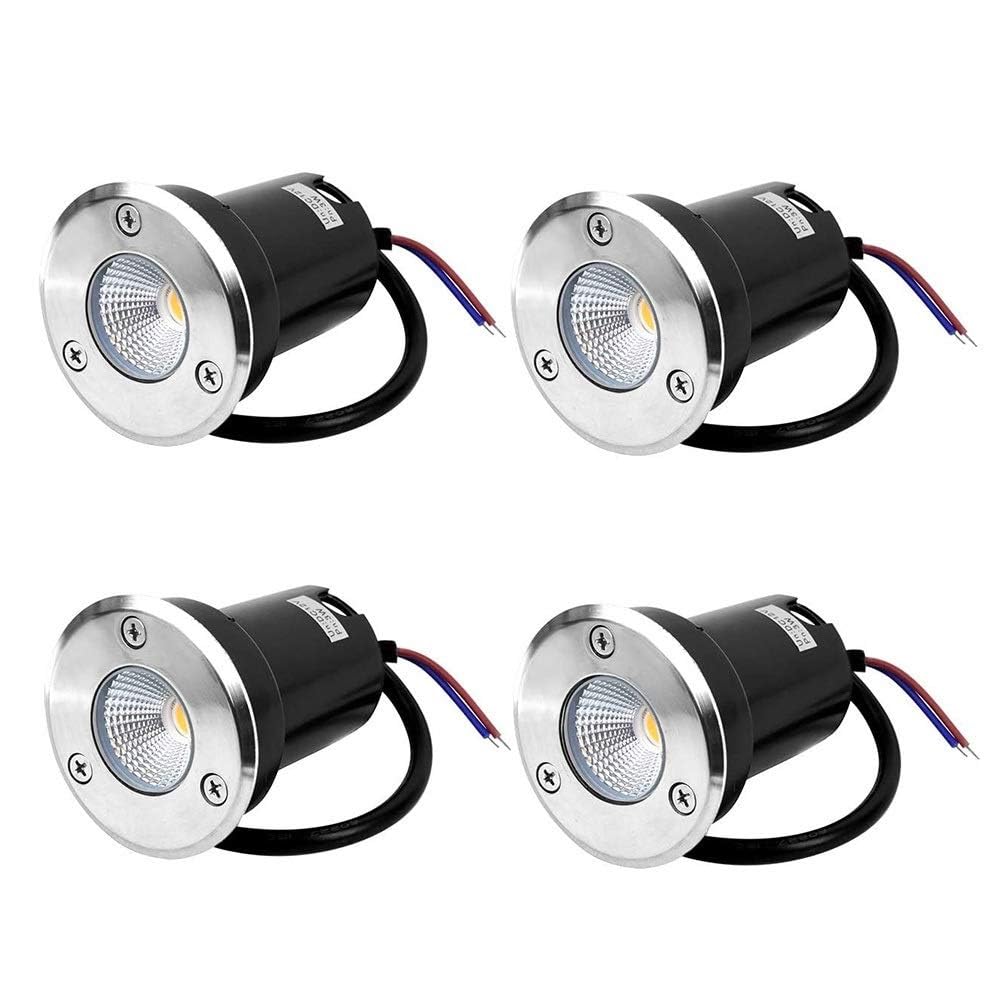4PCS Focos Suelo Led Exterior - Empotrable Al Aire Libre Focos, Luces empotrables COB para Patio, impermeables IP67, minilámparas de suelo exteriores empotradas con punto de 3W ( Color : Warm Light ,