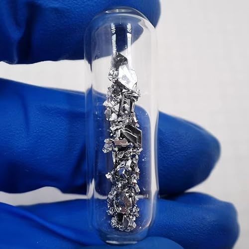 Miniatura 2 de 0.04 oz puro CVD rutenio metal cristalino, cristales, sellados en ampolla de vidrio, Ru   99.95% de pureza alta, para colección de muestras de