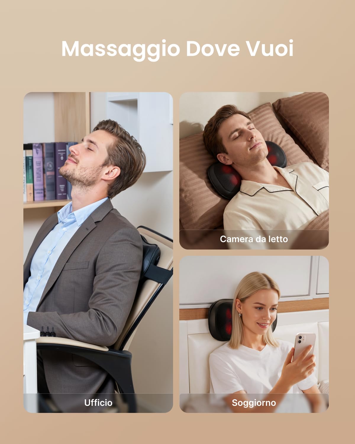 RENPHO Massaggiatore Schiena e Collo, Massaggiatore Cervicale con 3 Velocità, 3D Shiatsu Massaggiatore Cervicale, Cuscino Massaggiante con Riscaldamento, Massaggio Muscolare, Uso a Casa Ufficio