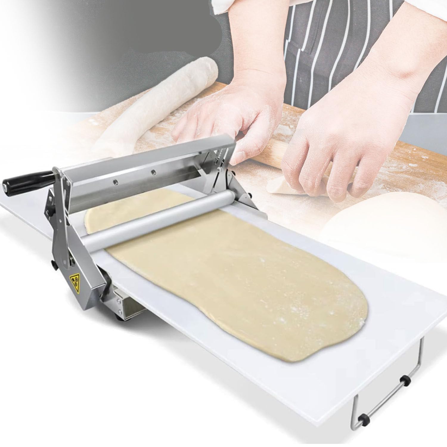 Laminoir à Pâte Pliable Manuel Pour Boulangerie Et Croissants – Laminoir Manuel Compact, Laminoir à Pâte En Acier Inoxydable, Laminoir De Comptoir, épaisseur Réglable,Rs201