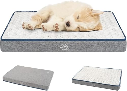 EMPSIGN Reversible Cool and Warm Dog Bed for Crate Pad, Pet Beds with Washable and Removable Cover, Dogs Crate Bed Sleeping Mats, Bed for Dog Crate