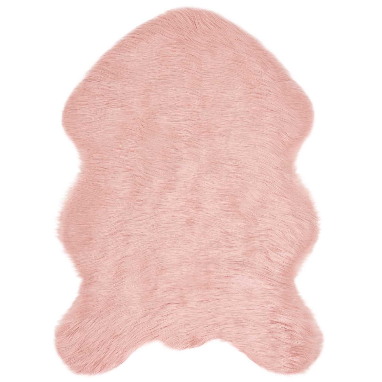 Tapis fausse peau de mouton rose lavable pour sol froid