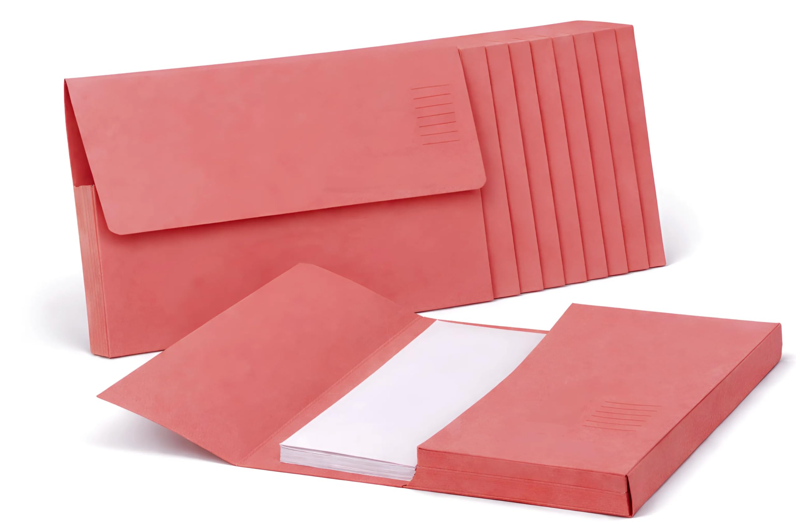 Indigo® Foolscap Document Wallets Half Flap – 285gsm Heavy Duty Red File Wallets, 30mm Capacity Large Filing Envelopes for Office, School & Home (Pack of 25)