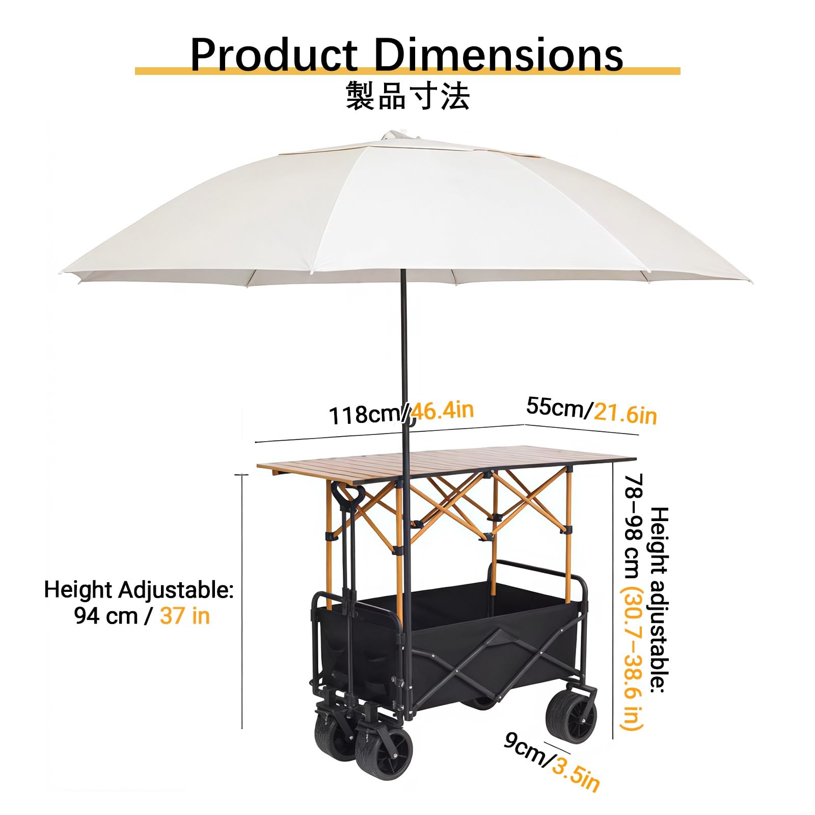 Carrello pieghevole con ruote, chiosco portatile per mercatini ed eventi di street food, carrello commerciale facile da montare, perfetto per venditori e aziende