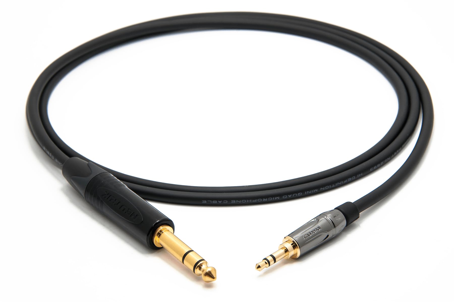 enoaudio Mogami 2893 Quad HiFi Stereo Adapterkabel | Neutrik Gold 6,3mm TRS klinke - Amphenol Gold 3,5mm TRS miniklinke, 3,0 m