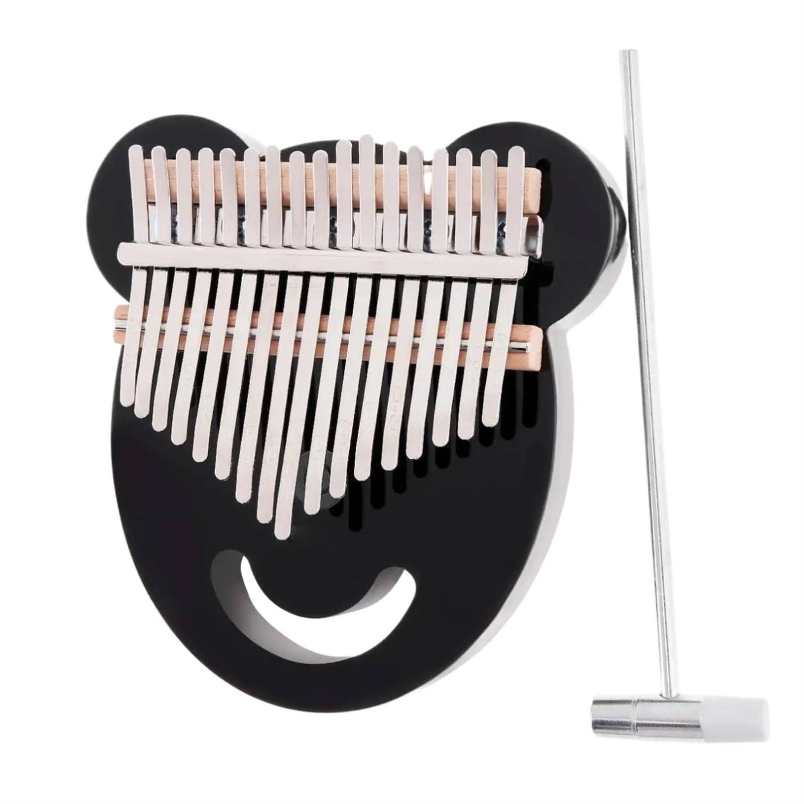Kalimba 17 Klawiszy Przezroczysty Bear Face Thumb Piano Kalimba Z Młotkami Strojącymi Akryl(Black)