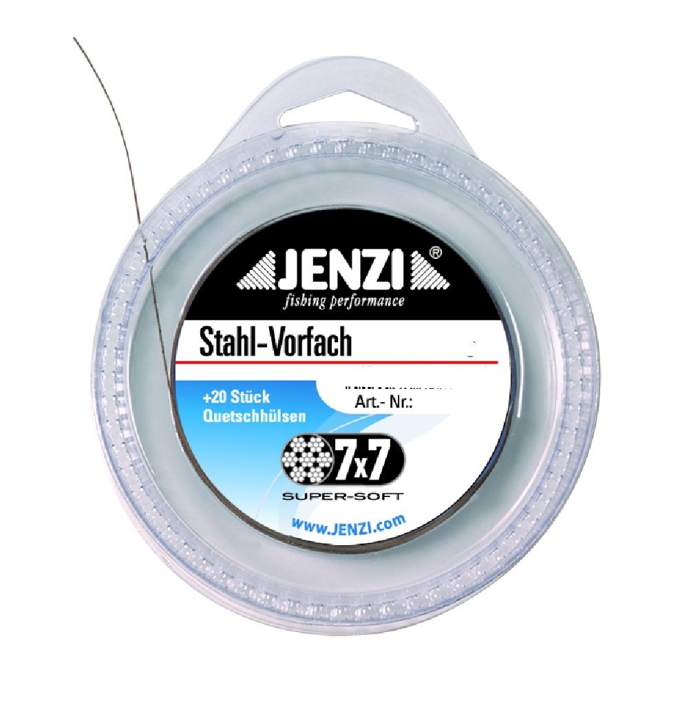 Jenzi Steel leader 7 x 7 for DIY / 5 m 9 kg with 20 crimping sleeves, Brown, 9kg