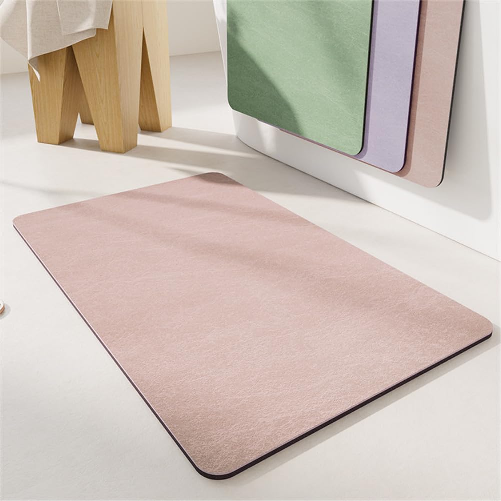 Hixingo 4mm Diatomeenerde Badematte rutschfeste Badvorleger Diatomeenschlamm Absorbierender Modern Badteppich Schnelltrocknende Home Matte Für Küche Bodenmatte (80x120cm,Rosa)