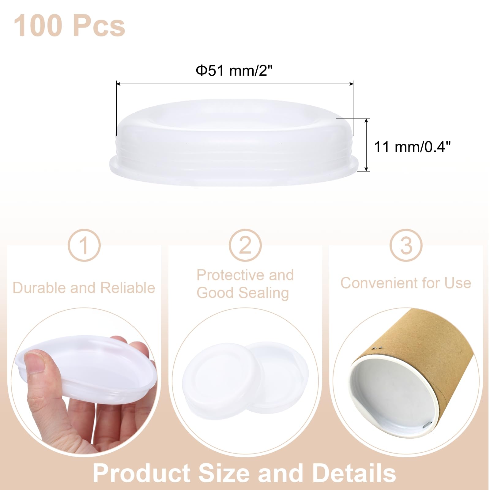 QUARKZMAN 100Pcs Embouts de Tube d'Expédition en Carton de 2" Ronds Protection Plastique