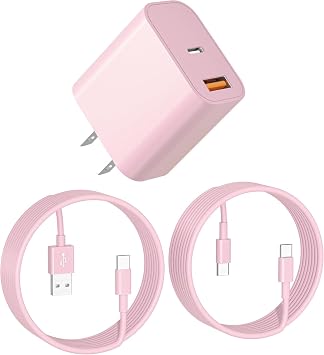 Type C Charger, USB Type C Charger, Supports PD20W Fast Charging, USB-A & Type-C 2 Ports, Outlet Power Adapter for iPhone 17 Air/17 Pro Max/16/15/14/13/SE3, iPad, Android, Tablet