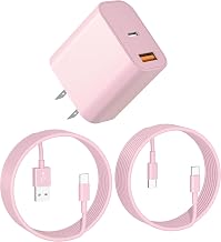Type C Charger, USB Type C Charger, Supports PD20W Fast Charging, USB-A & Type-C 2 Ports, Outlet Power Adapter for iPhone 17 Air/17 Pro Max/16/15/14/13/SE3, iPad, Android, Tablet