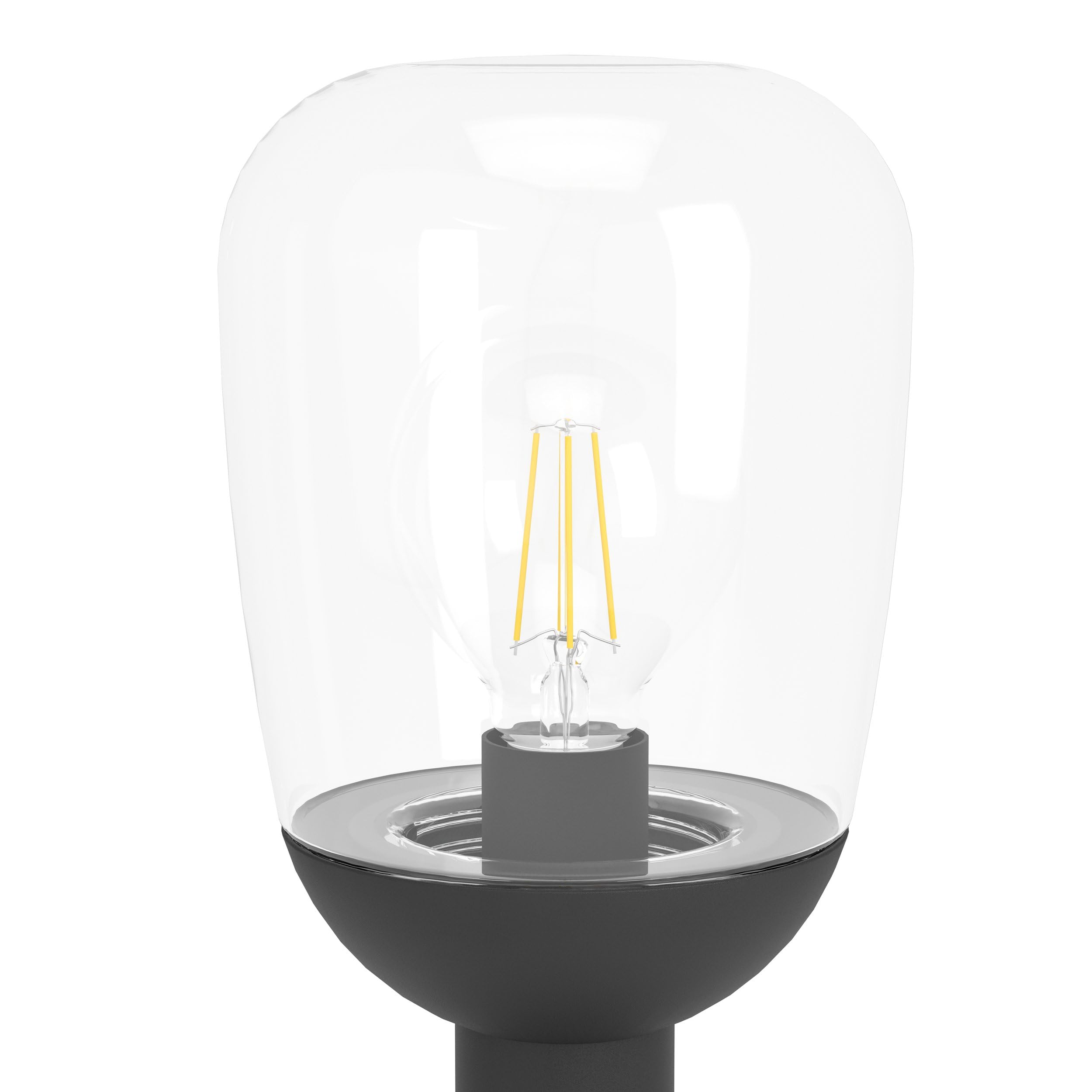 Eglo Lampada da Terra da Esterno Donatori, lampada vintage a 1 | fiamma, lampada da pavimento in alluminio pressofuso nero e vetro trasparente, lampada esterna con portalampada E27, IP44