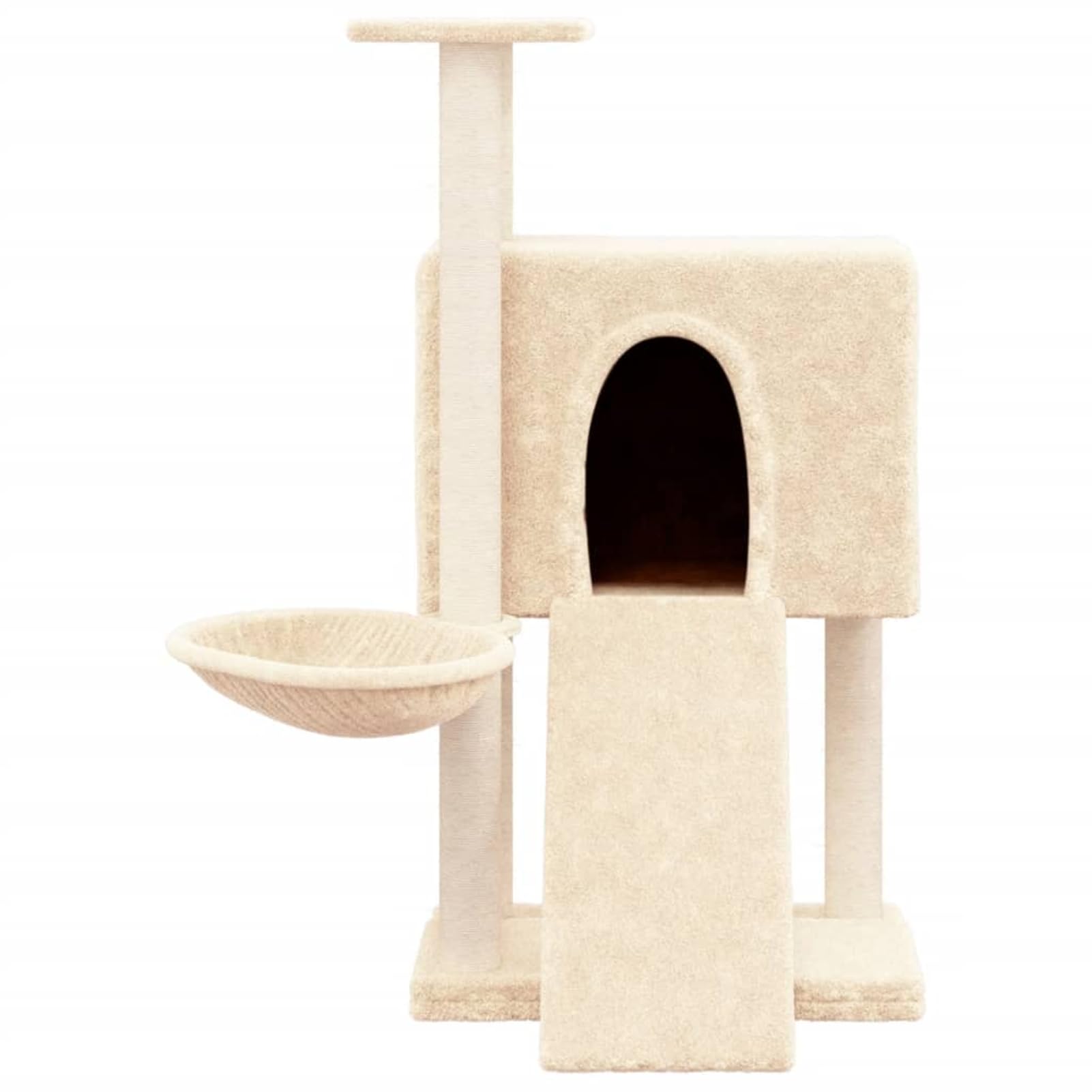 Gecheer Grattoir, tour d'escalade, grattoir pour chat, griffoir pour chats avec poteaux en sisal Crème 96 cm