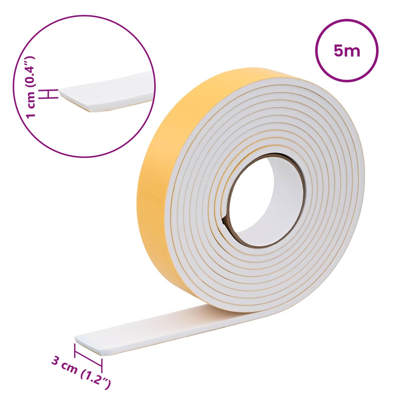 vidaXL Nastro adesivo in schiuma 20 pezzi, bianco 30 mm x 5 m, schiuma CR, nastro adesivo rotondo, schiuma CR, protezione dall'umidità, efficace e universale, isolamento