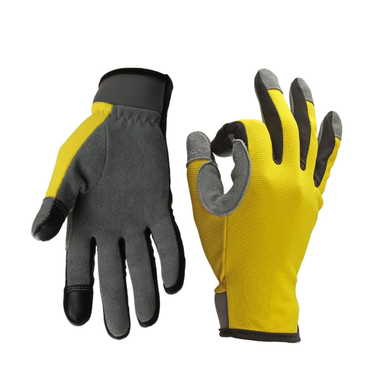 BESPORTBLE Yellow Fingerless Gloves Touch Screen Palm Padded Thermal for Workout Gardening l