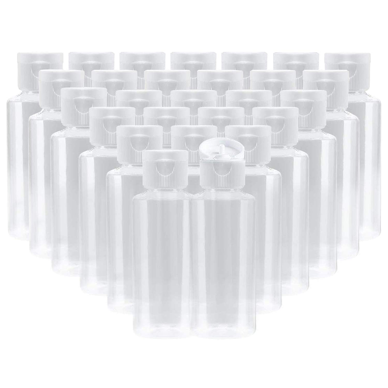 Bekith2 oz Clear Plastic Empty Bottles Travel Containers with Flip Cap - BPA-free - Set of 20