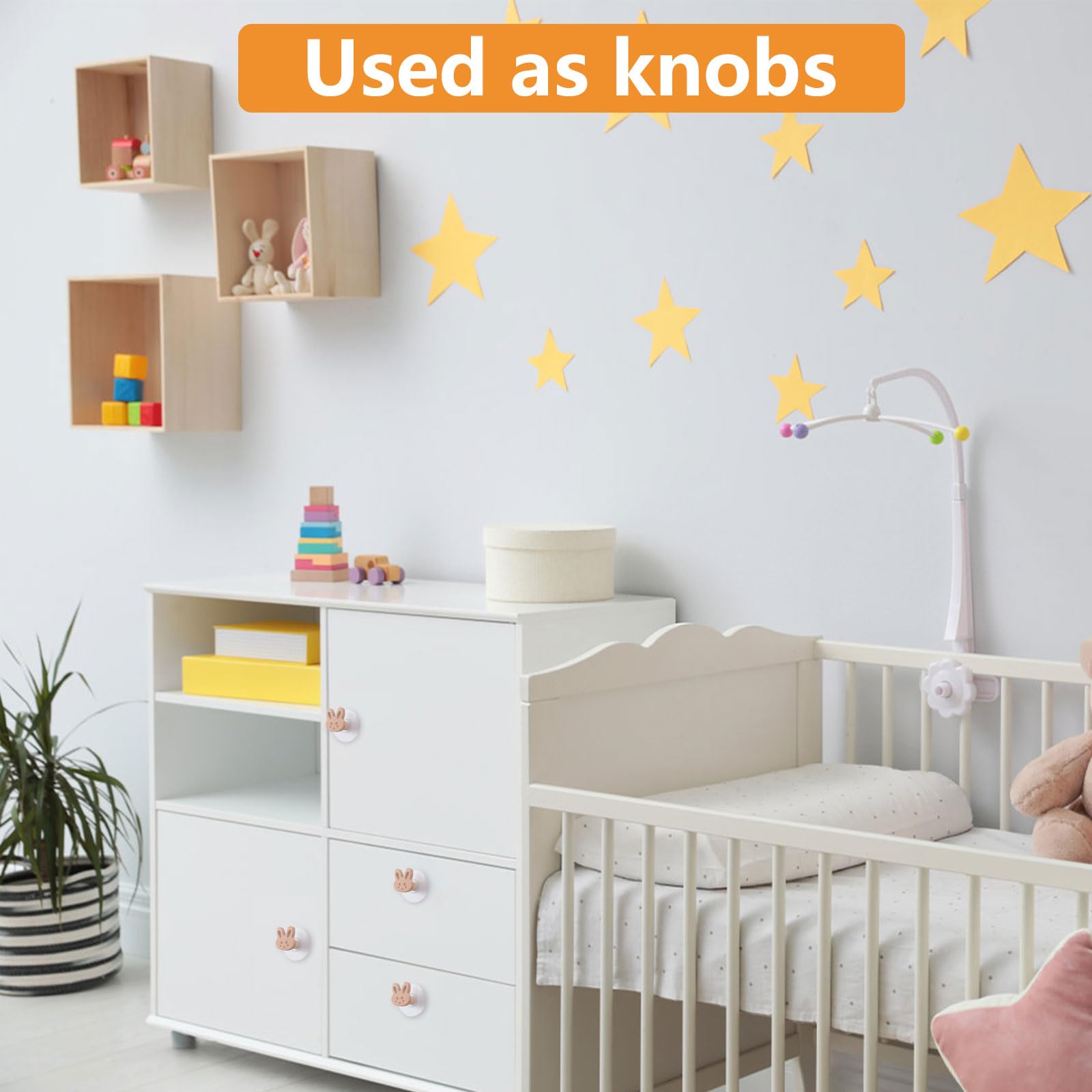 MOROBOR Pomelli decorativi unici in legno per cassetti, 6 pezzi, a forma di coniglio, con viti, per cameretta dei bambini, cucina, armadio, camera da letto, comodino