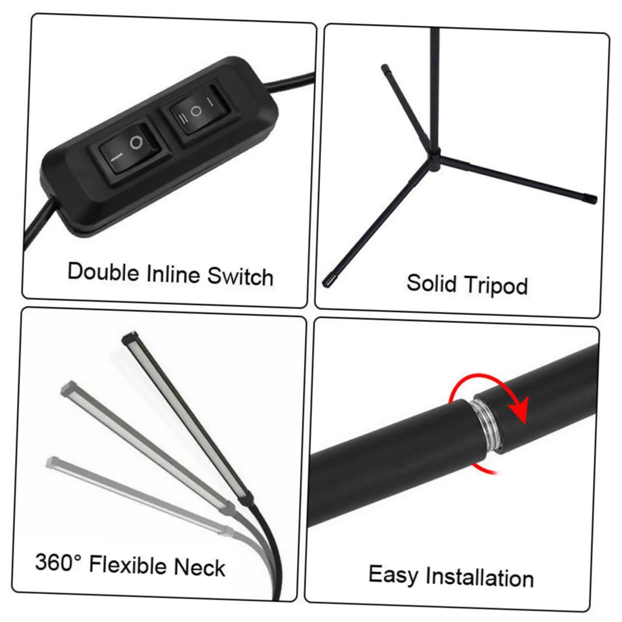 Gadpiparty Lampada da Lettura LED Dimmerabile con Braccio e Clip, Luce Antiabbagliamento, Alimentazione Usb, in Alluminio e Ferro per Scrivania e Comodino
