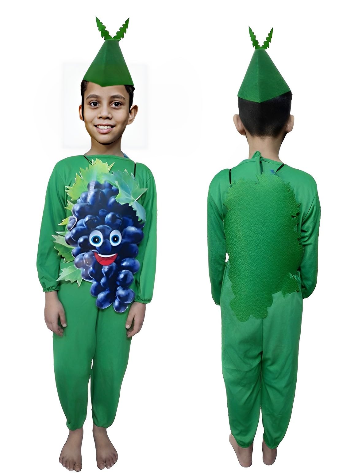 Rudra Fancy Dress Fruits Vegetables Costumes for kids | fruits costumes for boys & girls | vegetable costumes for kids (3-4 Years, I - Black Grape Cutout, Green Jumpsuit & Green Cap) (B0CHYRXMBH) Amazon Price History, Amazon Price Tracker