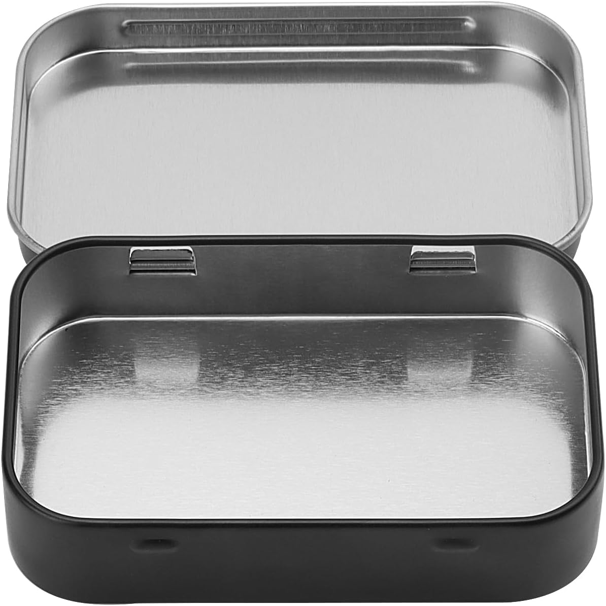 SOUJAP 60PCS Black Mini Tin Box, Small Tins with Hinged lid, 3.74 x 2.36 x 0.87 Inches Metal Empty Hinged Tins Box for Jewelry, Crafts, Candies