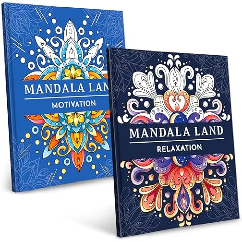 RYVE Coloring Book for Adults (2 Pack) - 60 Unique Mandalas for Relaxation and Stress Relief - Mandala Coloring Books for Adults Relaxation, Adult Coloring Book for Women, Stress Relief Coloring Book Cover