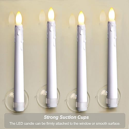 Miniatura 4 de Velas LED sin llama para ventana con temporizador remoto, 7.9 pulgadas, funciona con pilas, llama parpadeante flotante, candelabro extraíble negro y