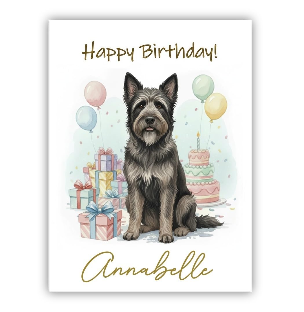 Personalised Birthday Card From the Dog – Add Any Name – Multiple Breeds Available – Dogs Lover Gift (• Bouvier des Flandres)