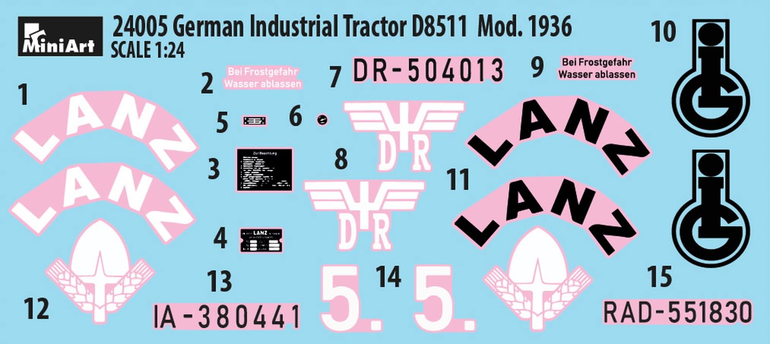 Mini Art 24005 1:24 Tracteur Industriel Allemand D8511 (1) - Reproduction fidèle, modèle réduit, kit Plastique, Bricolage, Hobby, Collage, kit modèle, à Assembler, Non Peint