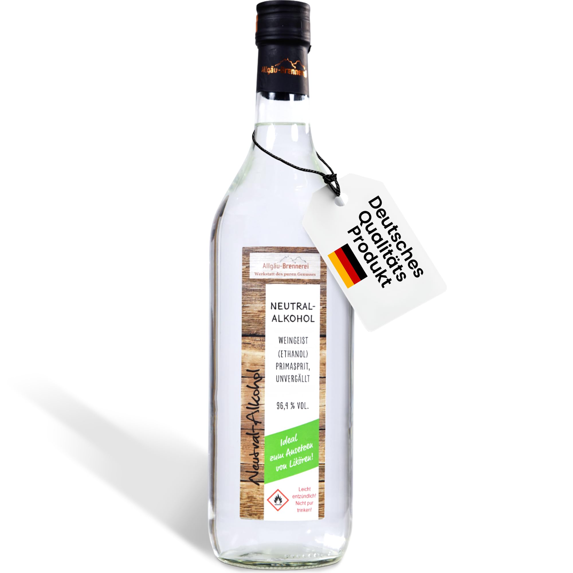 Allgäu Brennerei Weingeist Primasprit Ethanol 1000ml - Neutral Alkohol - Ideal zur Herstellung von selbstgemachten Likören