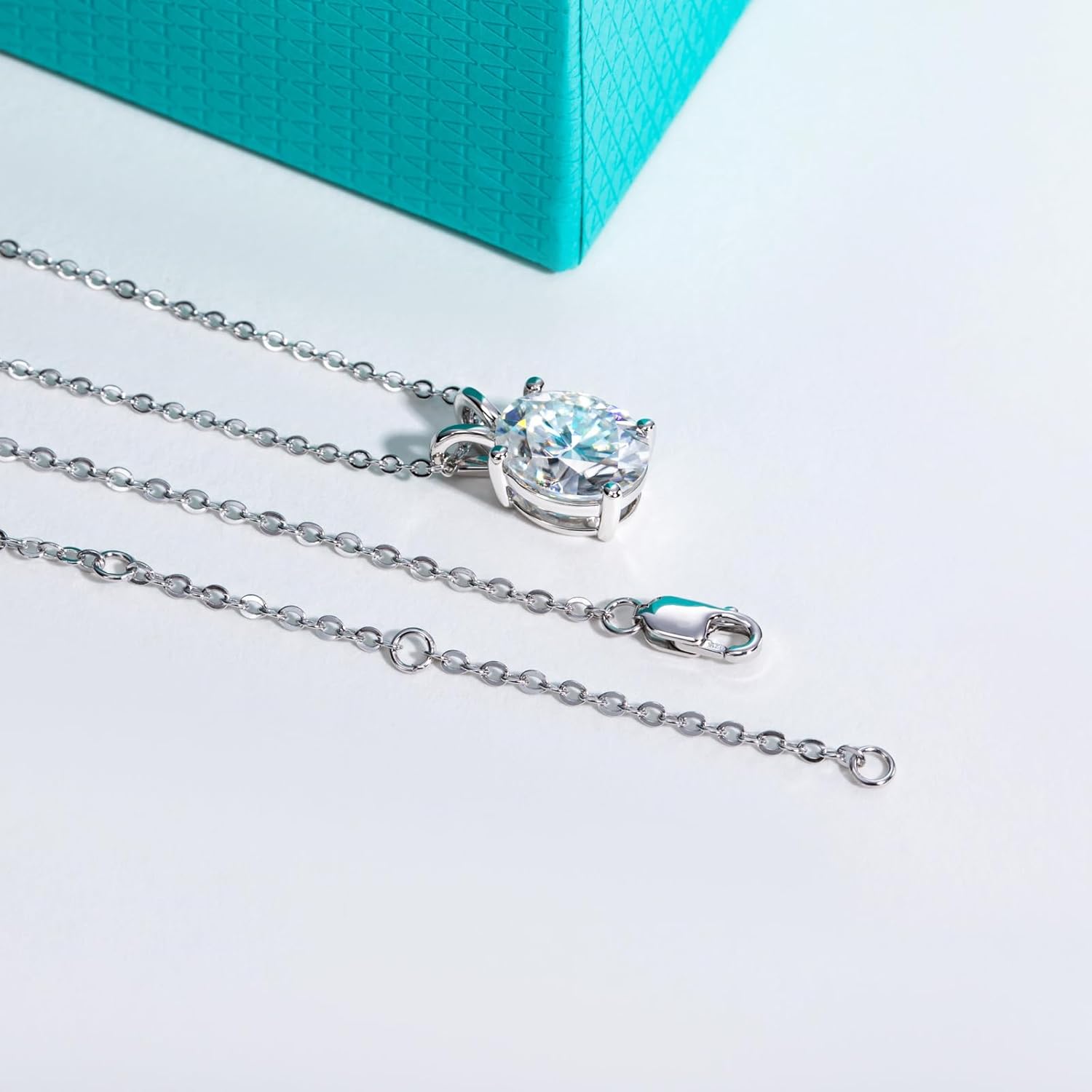 AnuClub Moissanite Pendant Necklace 2/3/4/5CT D Color VVS1 925 Sterling Silver Everyday Wear Necklace for Women Wife Her with Certificate, 40+2+3 Adjustable Chain - Image 4