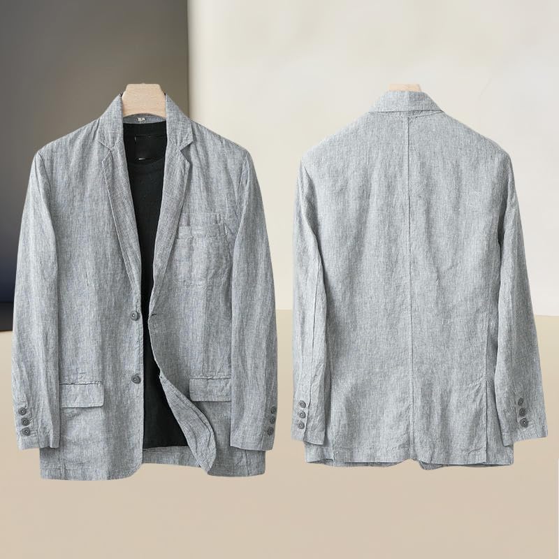 Men's Loose Fit Linen Casual Blazer Jacket Side Slits