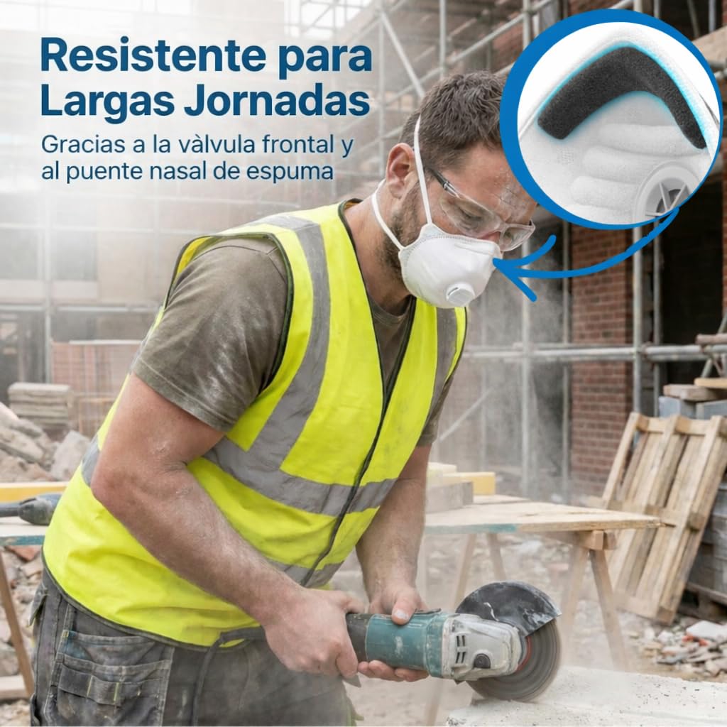 10 Mascarillas Homologadas de Certificación CE, Mascarilla FFP3 con Válvula de 5 Capas, Máscara Contra de Polvo y Partículas, Mascarilla de Protección Personal con Filtros de Calidad BFE≥99, 10 Piezas - 4