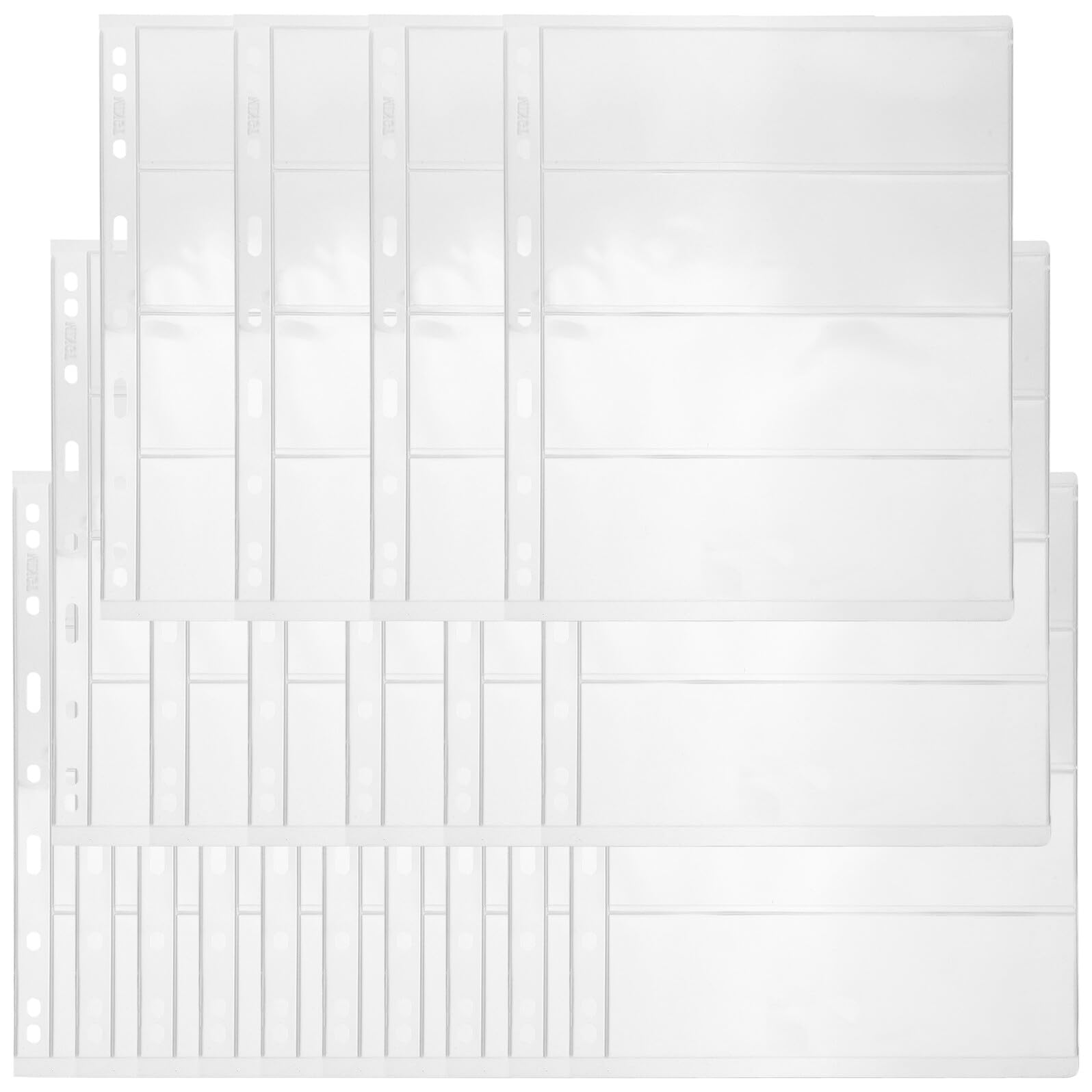 Baluue Pagine per Album Francobolli Protezione Contro Polvere e Danni con 9 Fori Standard 20 Fogli in Pvc Trasparente per Collezionismo di Monete e Banconote