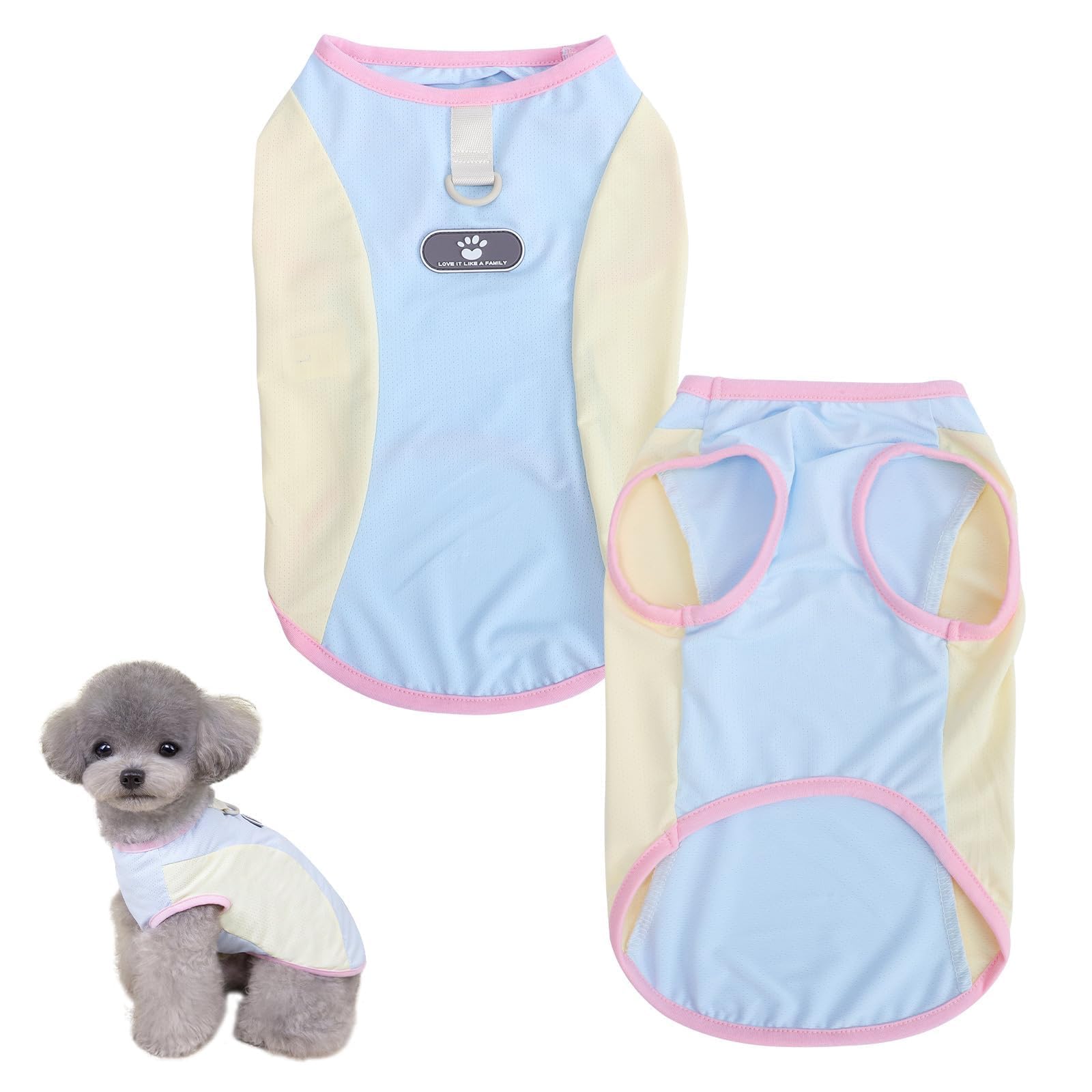 Fjquamitix Adjustable Breathable Quick-Dry Dog Cooling Vest for Summer Heat Relief, Keep Pets Cool and Comfy in Hot Weather (Blue/Pink, 4-18 lbs) (Blue, XXL)