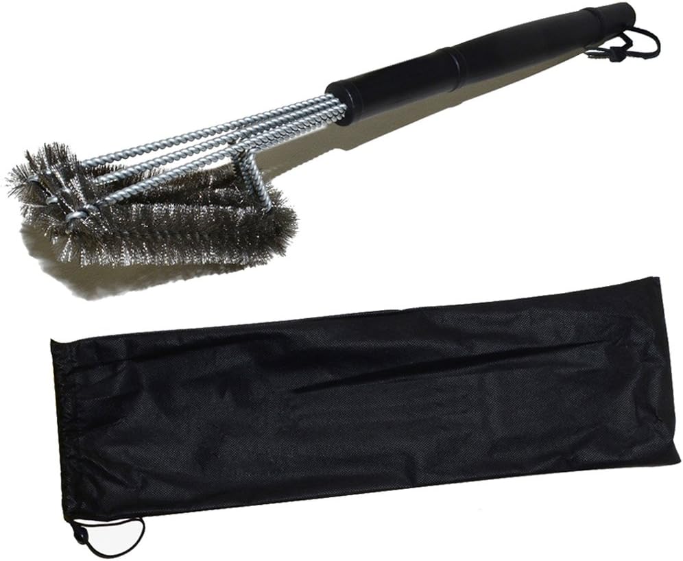 BravRain Grill Brush 18'' 3 in 1 Thoughtful Design 360° Perfect BBQ Cleaner, Rust Proof 100% Stainless Steel Bristles and Torsion Wire with Metal Fastener, Sturdy and Durable, Best Barbecue Companion